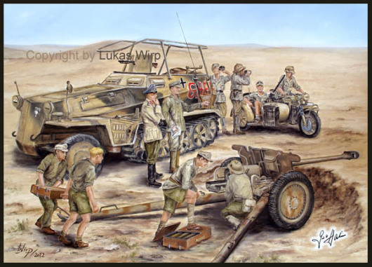 Deutsches Afrika Korps Foto Leinwand Bild DAK Wüste Kampf