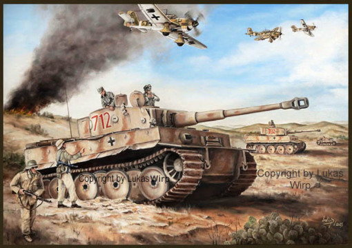 Tiger Panzer des Afrika Korps rücken vor