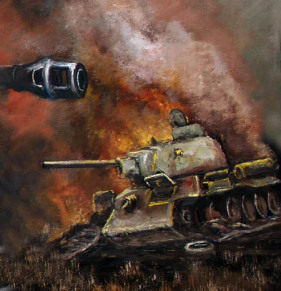 T34 Panzer brennt