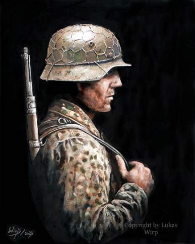 Waffen SS Soldat mit Stahlhelm