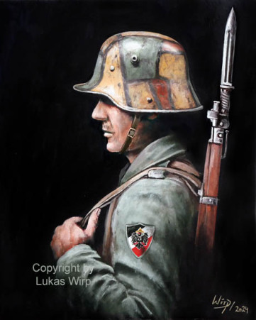 Freikorps Soldat mit Karabiner 98 a und Stahlhelm 1919