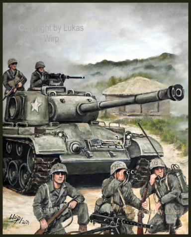 M46 tank und US Marine im Korea Krieg