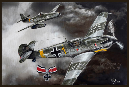 Fliegerasse Erich Hartmann und Walter Nowotny