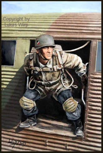 Fallschirmjäger springen über Kreta