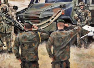 Bataillonskommandeur beim begrüßen seiner Soldaten