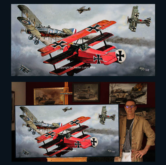 Der rote Baron von Richthofen / Luftwaffen Gemälde