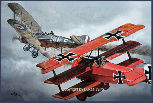 Kunstdruck /Der rote Baron Fokker Dreidecker