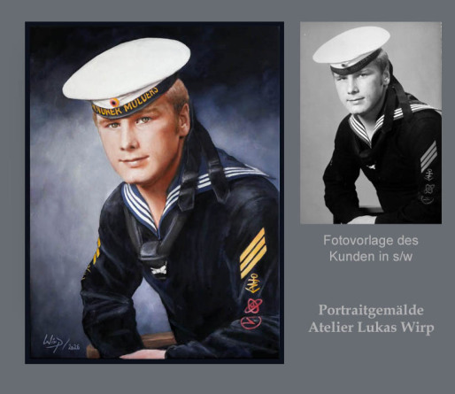 Portrait Gemälde eines Marine Soldaten als Auftragsarbeit