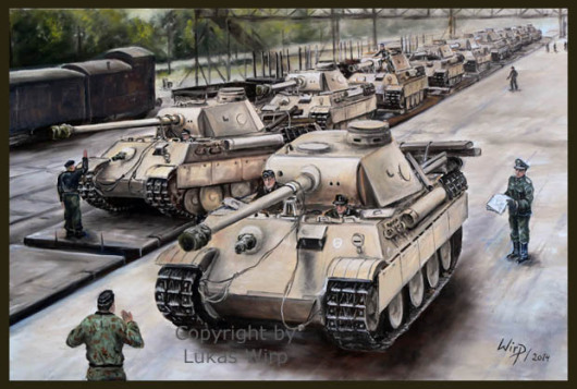 Bilder einer Panzerverladung von Panther V Panzerschlacht Kursk